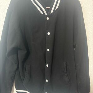 Black Varsity Jacket with White Stripes